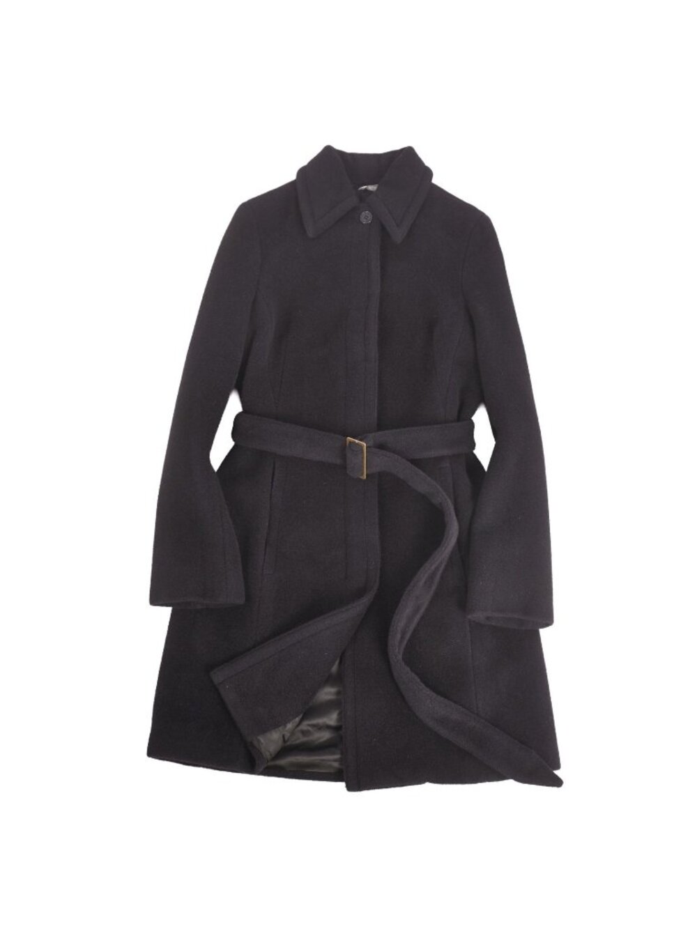 Max Mara Wool Coat Long with Belt Black